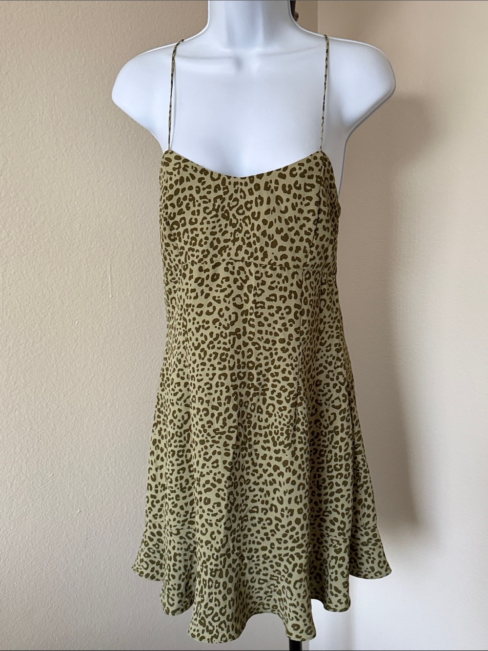 Zara Olive and Dark Brown Leopard Slip Dress